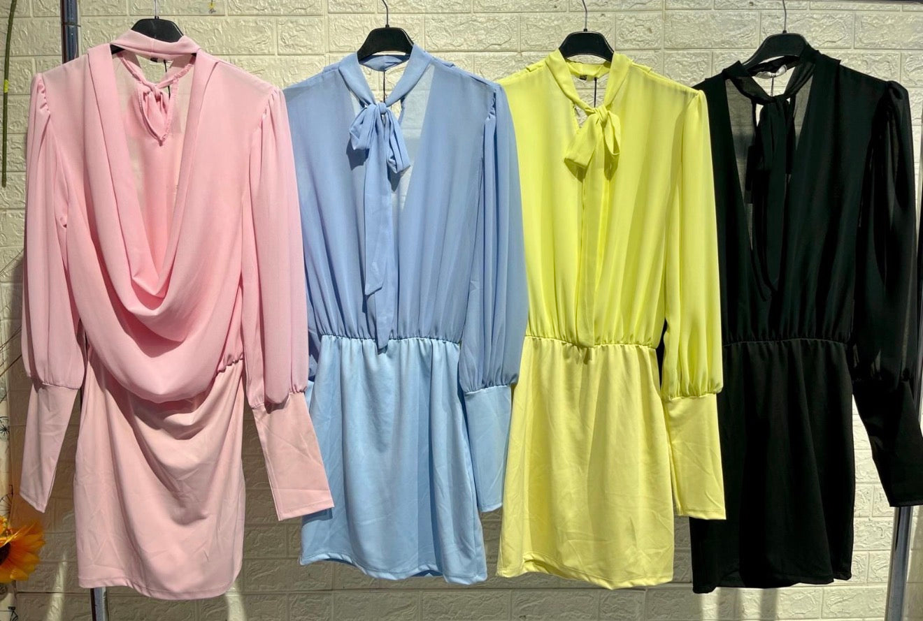 Vestido Svilar Midi Velo Manga Larga 4 Colores