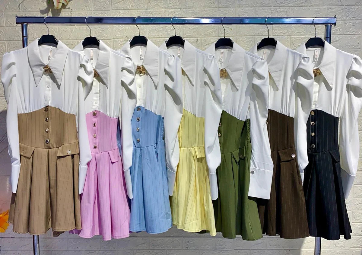 Vestido Eda Midi Estilo Camisa 7 Colores