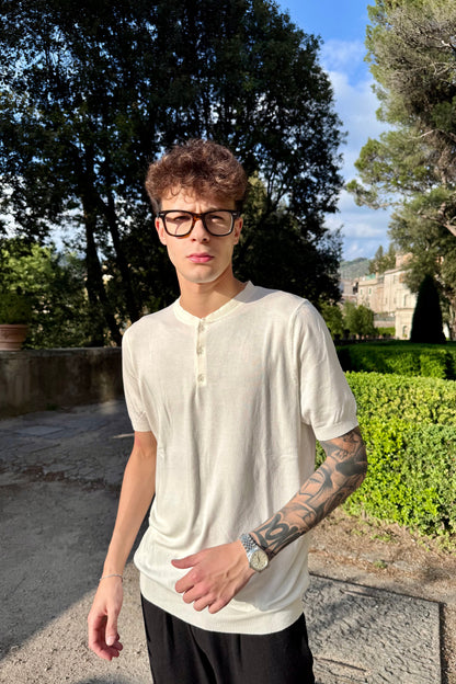 Camiseta Henley Blanca
