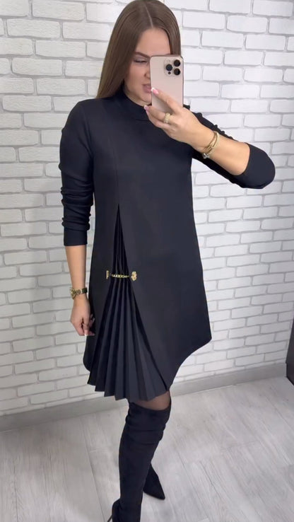 Vestido Lara Manga Larga Cuello Alto 3 Colores