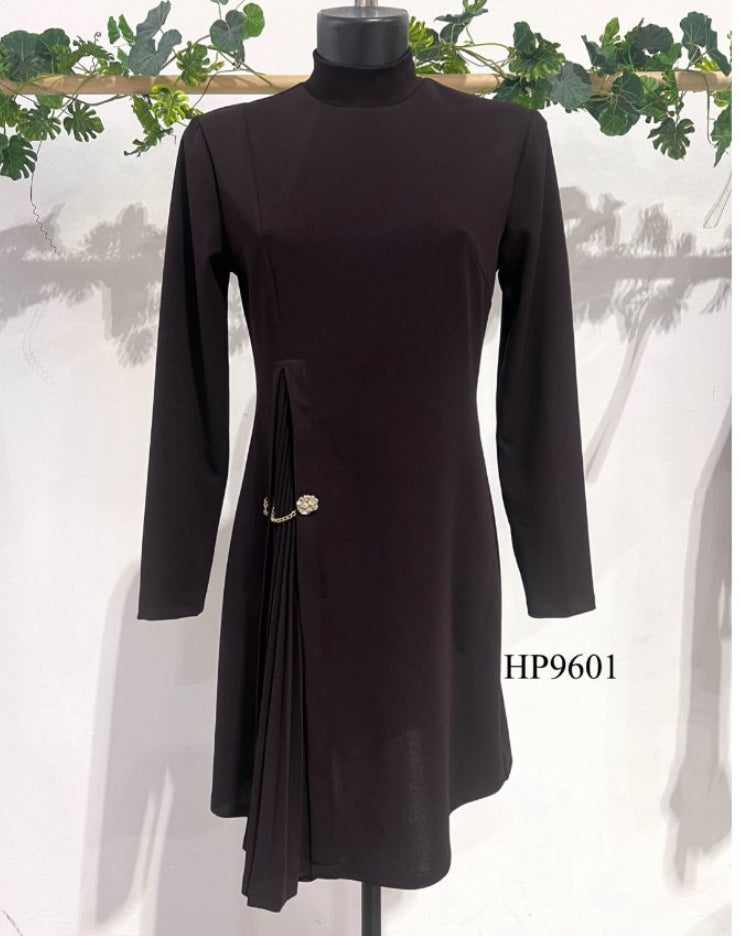 Vestido Lara Manga Larga Cuello Alto 3 Colores
