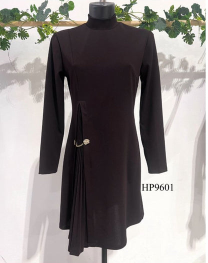 Vestido Lara Manga Larga Cuello Alto 3 Colores