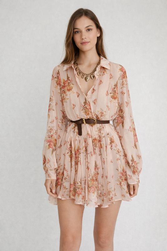 Vestido Fiorella Floral con Cinturón Midi 6 Colores