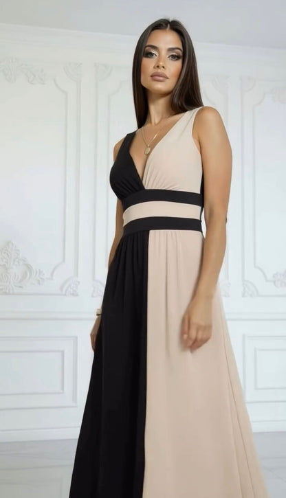 Vestido Virginia Bicolor Largo Favorecedor