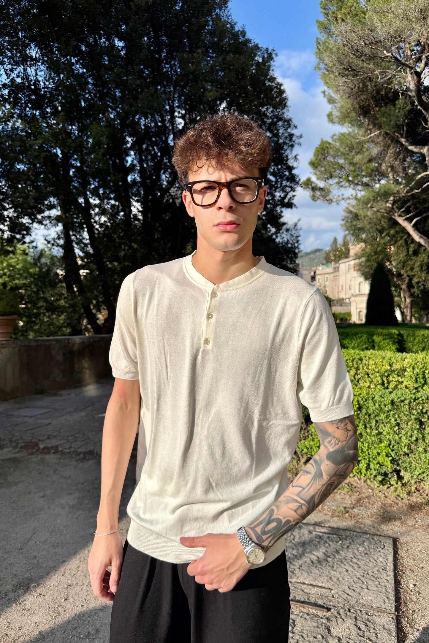 Camiseta Henley Blanca