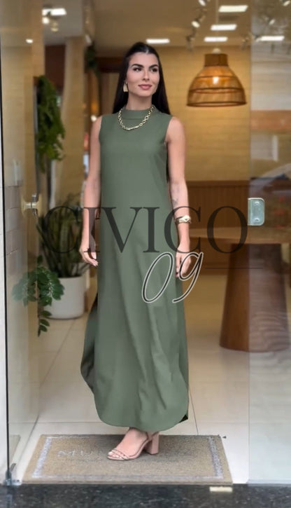 Vestido Merid Largo Favorecedor 7 Colores