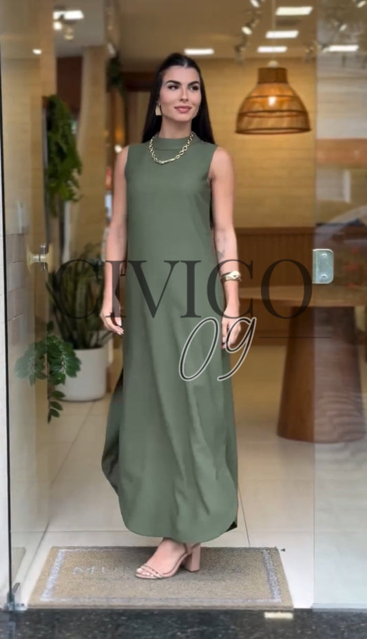 Vestido Merid Largo Favorecedor 7 Colores
