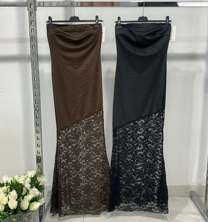 Vestido Seredova Largo Encaje Asimétrico Sensual