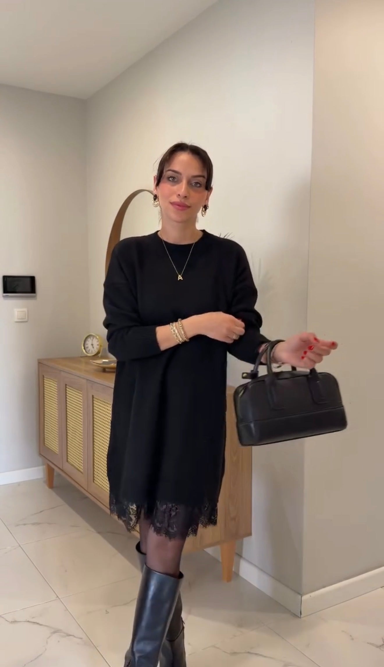 Vestido Star Falda Encaje Manga Larga para Gala