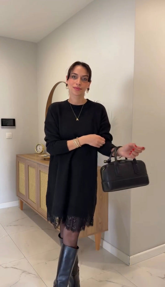 Vestido Star Falda Encaje Manga Larga para Gala