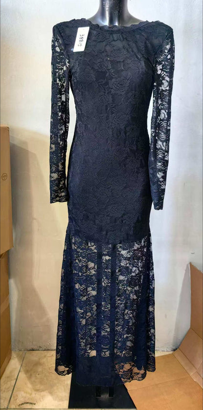 Vestido Louis Largo Manga Encaje para Boda y Gala