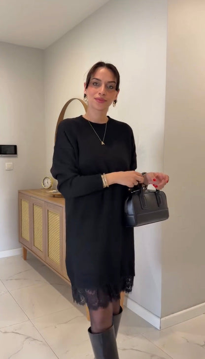 Vestido Star Falda Encaje Manga Larga para Gala