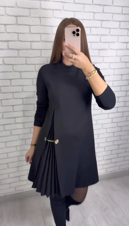Vestido Lara Manga Larga Cuello Alto 3 Colores