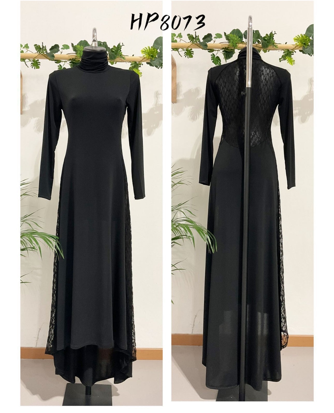 Vestido Black Largo Negro Espalda en Encaje