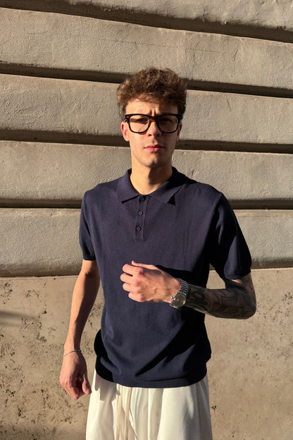 Polo Hilo Azul