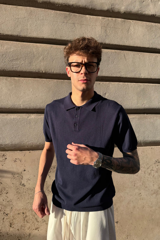Polo Hilo Azul