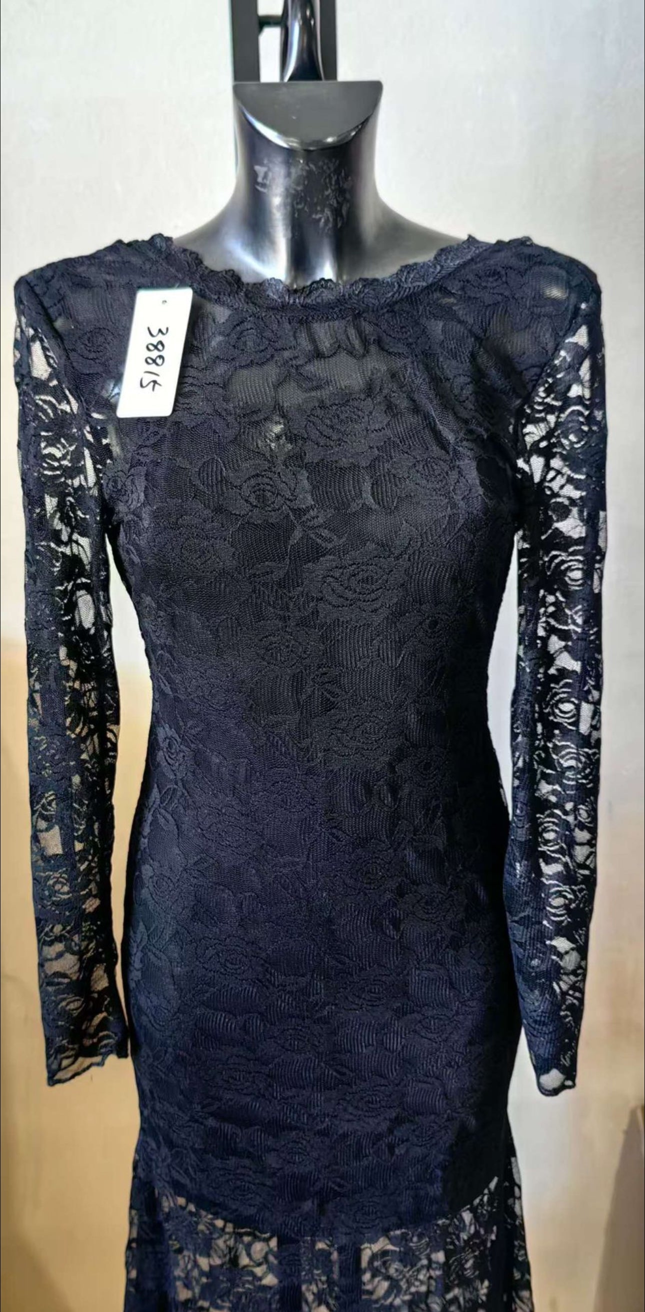 Vestido Louis Largo Manga Encaje para Boda y Gala