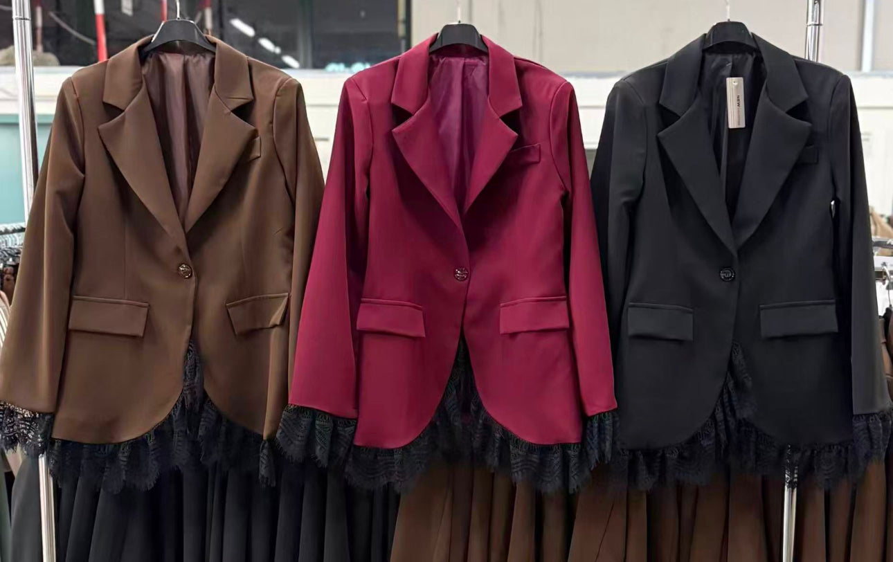 Vestido Blazer Merletto Encaje + Medias de Regalo
