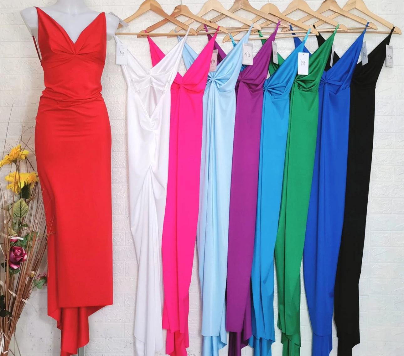 Vestido Ginevra Satén Tirantes Escote Pronunciado
