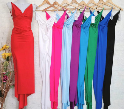 Vestido Ginevra Satén Tirantes Escote Pronunciado