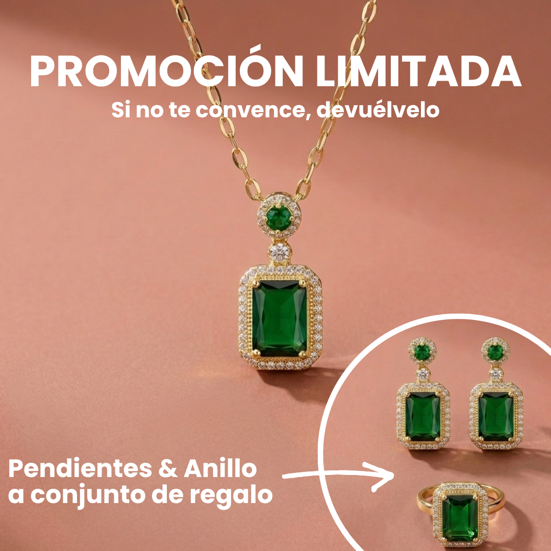 Collar Esmeralda — 🎁Pendientes & Anillo a conjunto de Regalo