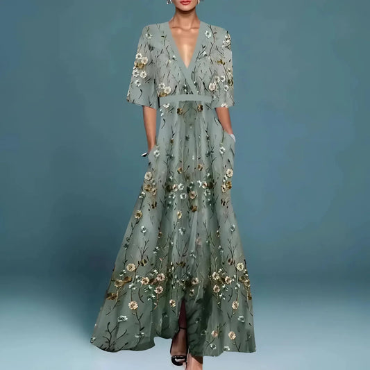 Vestido Valentina maxi elegante vista lateral | Martín Essence